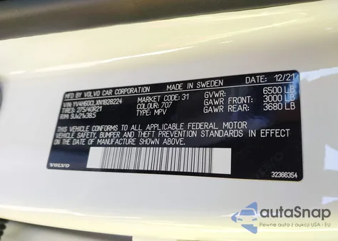 2022 Volvo Xc90 Recharge Plug-In Hybrid T8 Inscription Extended Range 6P из США, поврежденный, VIN YV4H60CLXN1828224